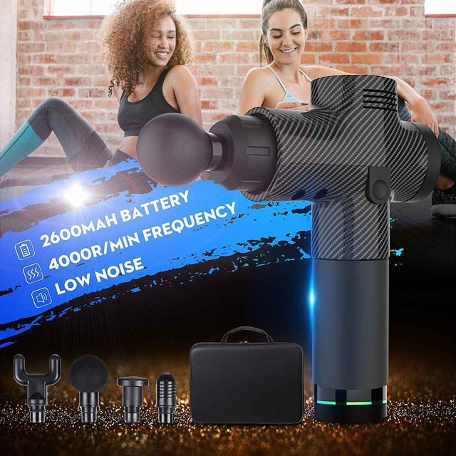 4000r/min Therapy Massage Guns 3 Gears Muscle Massager Pain Sport Massage Machine Relax Body Slimming Relief 4 Heads With Bag